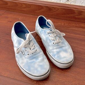 Vans. Laces. Bleach wash/sky print. Good condition.
